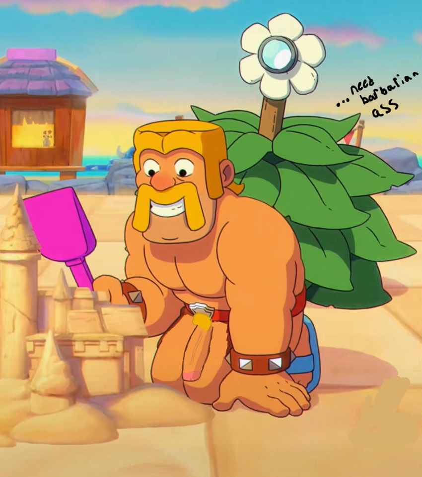 barbarian_(clash_of_clans) blonde_hair clash_(series) clash_royale edit edited edited_image gay hung poorly_drawn supercell