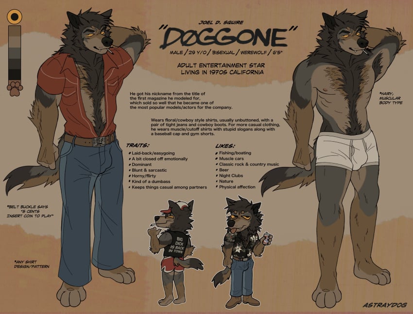 1boy 2024 absurd_res anthro artist_name astrayd0g bara body_fur briefs brown_body brown_fur brown_mane bulge canid canine clothing digital_drawing_(artwork) digital_media_(artwork) doggone_(astrayd0g) english_text fluffy_tail fully_clothed_anthro fully_clothed_male grey_body grey_fur hand_behind_head hi_res hindpaw jewelry male male_nipples male_only mammal mane masculine mature_male model_sheet multicolored_body multicolored_fur mythological_canine mythological_creature mythology neck_ruff necklace no_visible_genitalia paws penis_bulge solo standing text underwear were werecanid werecanine werewolf white_briefs white_clothing white_underwear yellow_sclera