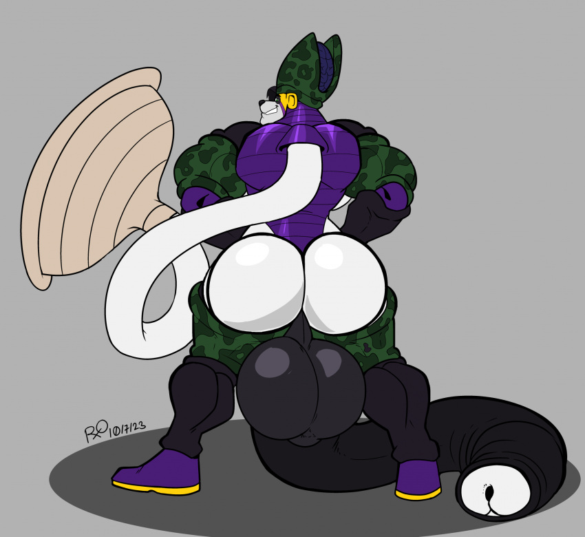 1boy big_ass big_ass_(male) big_balls big_butt cell_noah cell_tail dragon_ball dragon_ball_z elliot-bloodcraft huge_balls male male_only muscular muscular_male solo solo_male tail