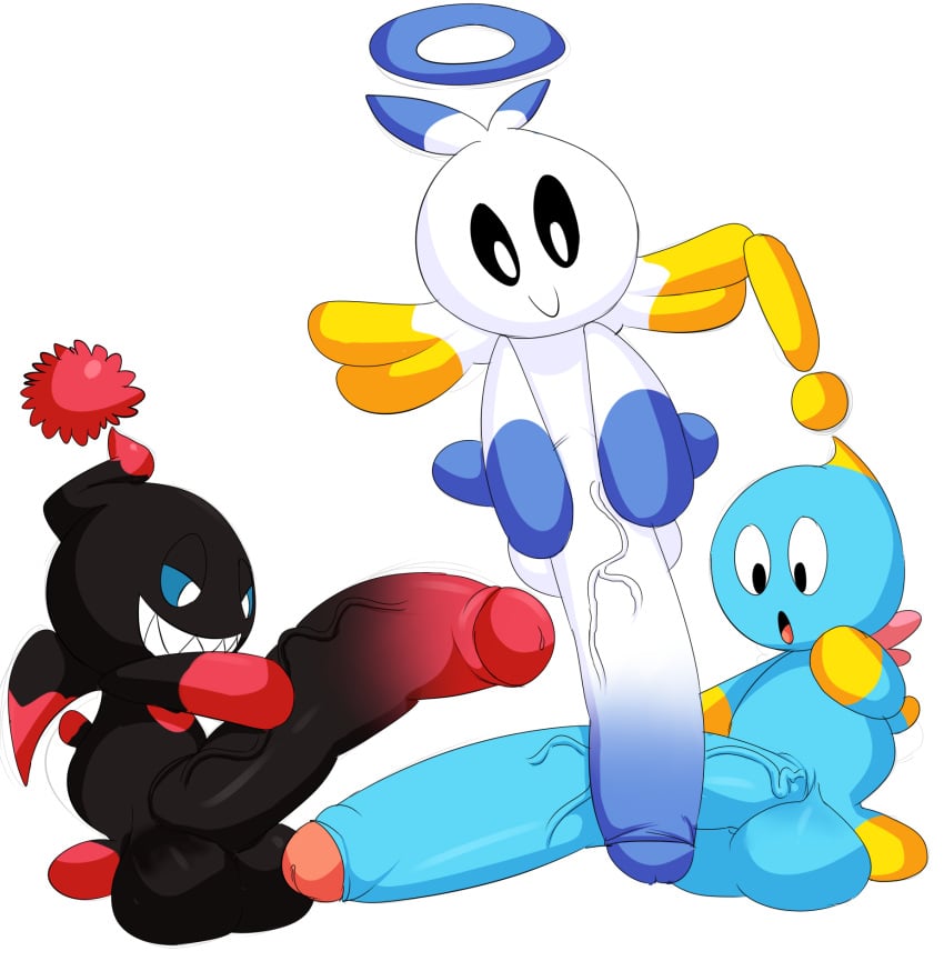 ! 3boys :o anthro anthro_only arousal aroused black_eyes black_penis black_sclera blue_penis blue_sclera blue_skin blue_testicles bright_colors chao_(sonic) dark_chao denizen1414 erect erect_penis erection floating fluffy_tail flying foreskin halo hero_chao holding_penis humanoid humanoid_genitalia humanoid_penis hyper_penis long_penis looking_at_penis looking_down male male_only nude penis plain_background sega shiny_skin simple_background smile sonic_(series) sonic_adventure sonic_adventure_2 sonic_team tail testicles thick_penis two_tone_penis two_tone_skin uncensored uncut veins veiny veiny_penis video_games white_background white_balls white_eyes white_penis white_skin wings