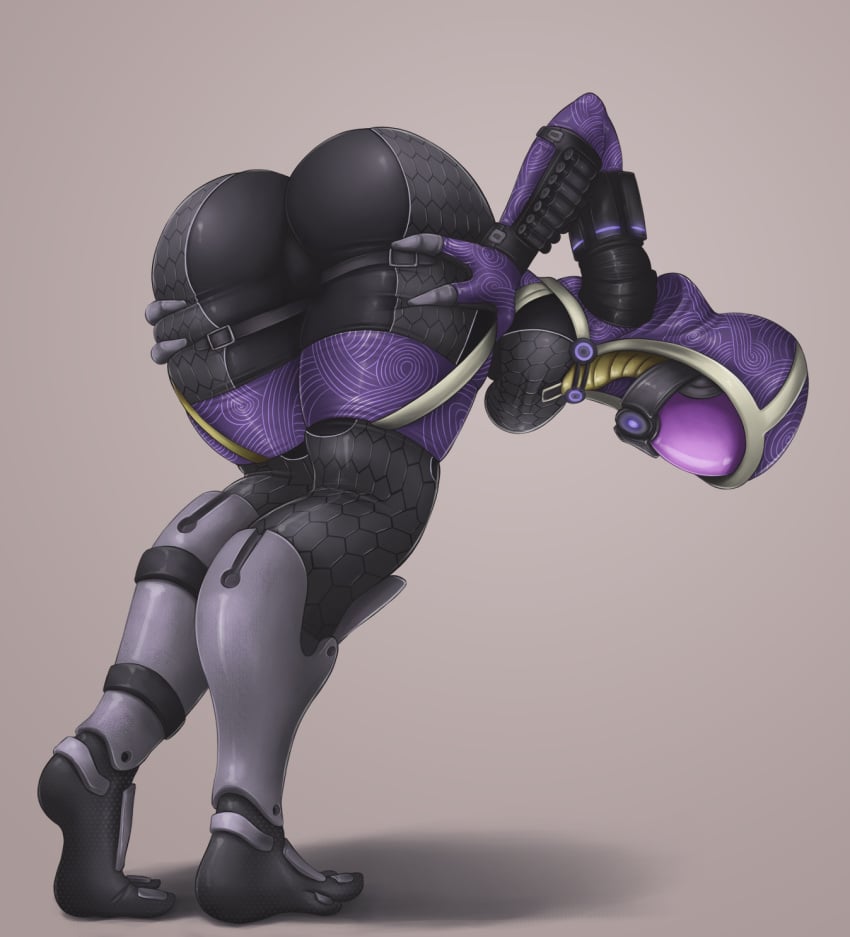 alien ass bent_over bodysuit breasts cleavage female female_only helmet impracticalart large_ass mask mass_effect mass_effect_2 mass_effect_3 quarian solo spread_pussy spread_pussy_under_clothes tali'zorah_nar_rayya thick_thighs tight_clothes