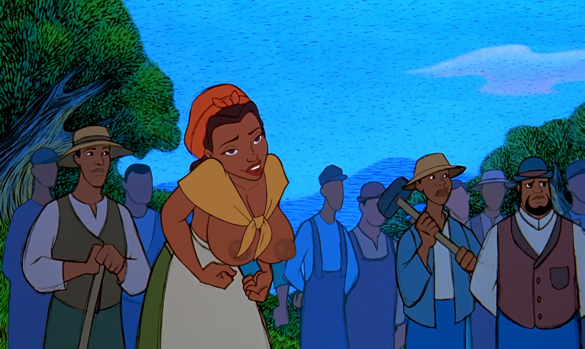 big_breasts breasts dark-skinned_female dark-skinned_male dark_skin disney disney's_american_legends edit female nipples polly screenshot screenshot_edit