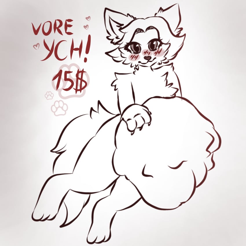 anthro belly belly_button big_belly commission fox fox_ears furry pawpads paws predator/prey safe_vore tail vore vore_belly willing_pred willing_prey ych ych_(character) ych_commission