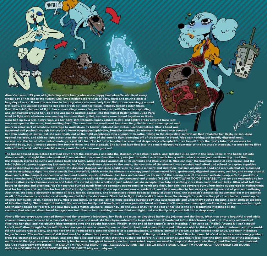 absurd_res anthro anthro_on_anthro anthro_pred anthro_prey barefoot barefoot_pred barefoot_prey bone bones_in_belly bones_in_scat canid canine canis death death. debbie debbie_(doweljump) deborah_butters digested digested_alive digested_prey digestion digestion_sequence disposal disposal_bone disposal_scat domestic_dog doweljump english_text feces feet female female_pred female_prey forced ghost ghost_of_prey ghost_prey greeting guts hi_res intestinal_bulge intestinal_digestion intestines lagomorph leporid literature mammal organs poodle poodle_girl poodle_pred profanity rabbit scat spirit text unwilling_prey written_story written_work