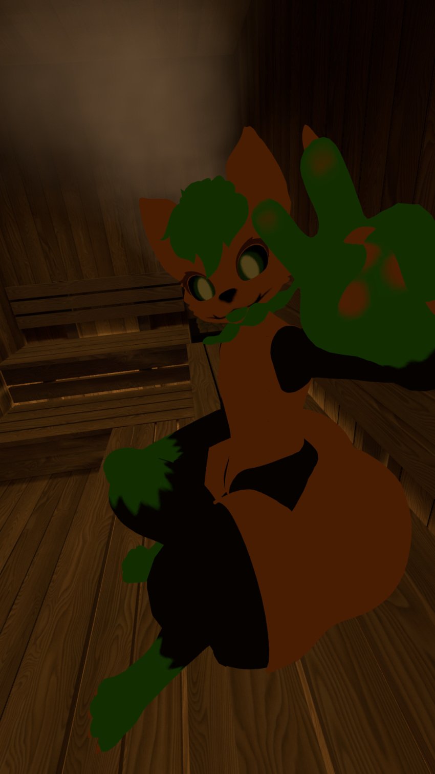 big_ass booty_shorts huge_cock looking_at_viewer peace_sign pumkat ready_to_fuck sitting steam_room thick_thighs vrchat vrchat_avatar