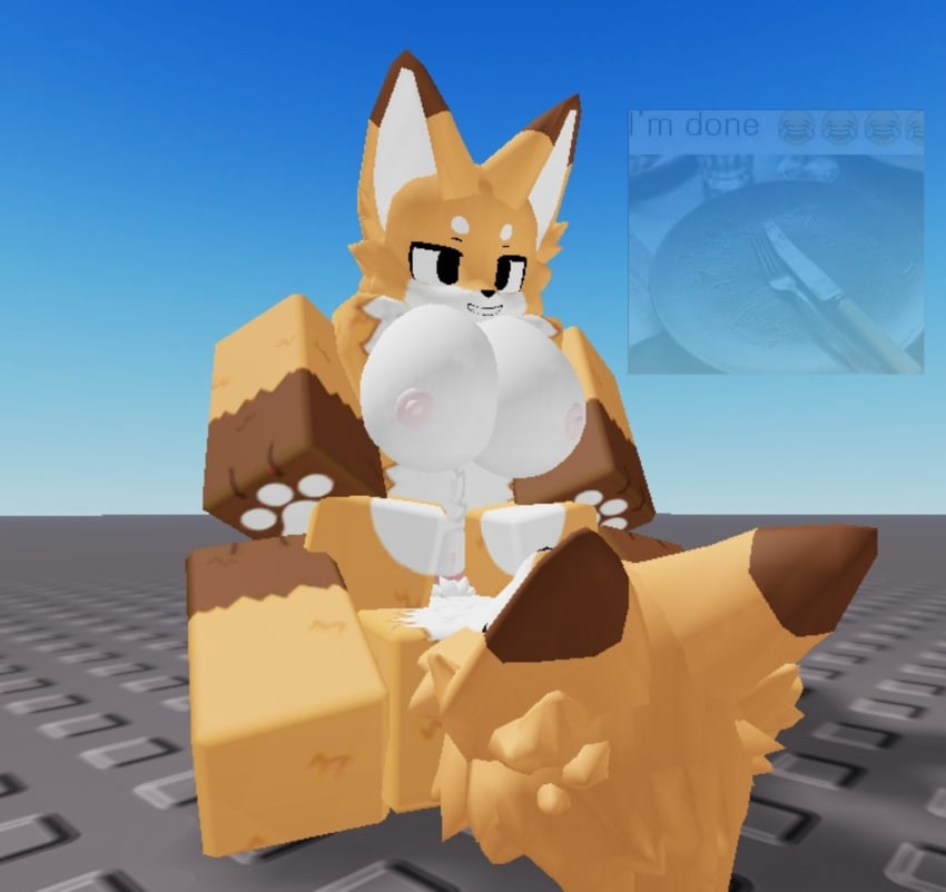 1boy1girl 3d cowgirl_position furry gameplay_screenshot gripping_thighs meme roblox robloxian smirking tagme