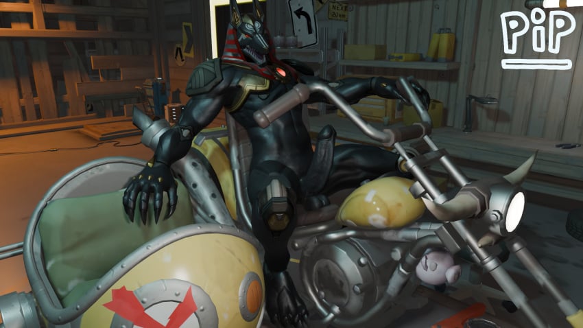 16:9 3d anubis_reaper biker blizzard_entertainment genitals hi_res humanoid_genitalia humanoid_penis male overwatch overwatch_2 penis pip_(artist) reaper sex solo widescreen