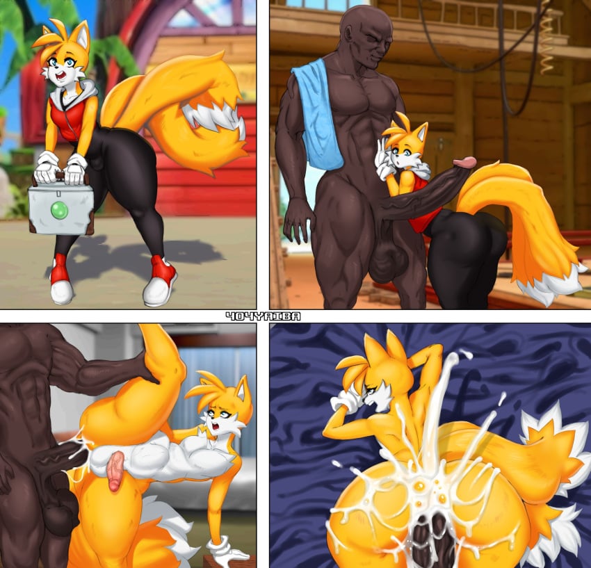 404yaiba big_ass comic cum cum_in_ass dark-skinned_male ejaculation femboy furry furry_on_human human male male/male male_penetrated sega sonic_(series) tails tails_the_fox