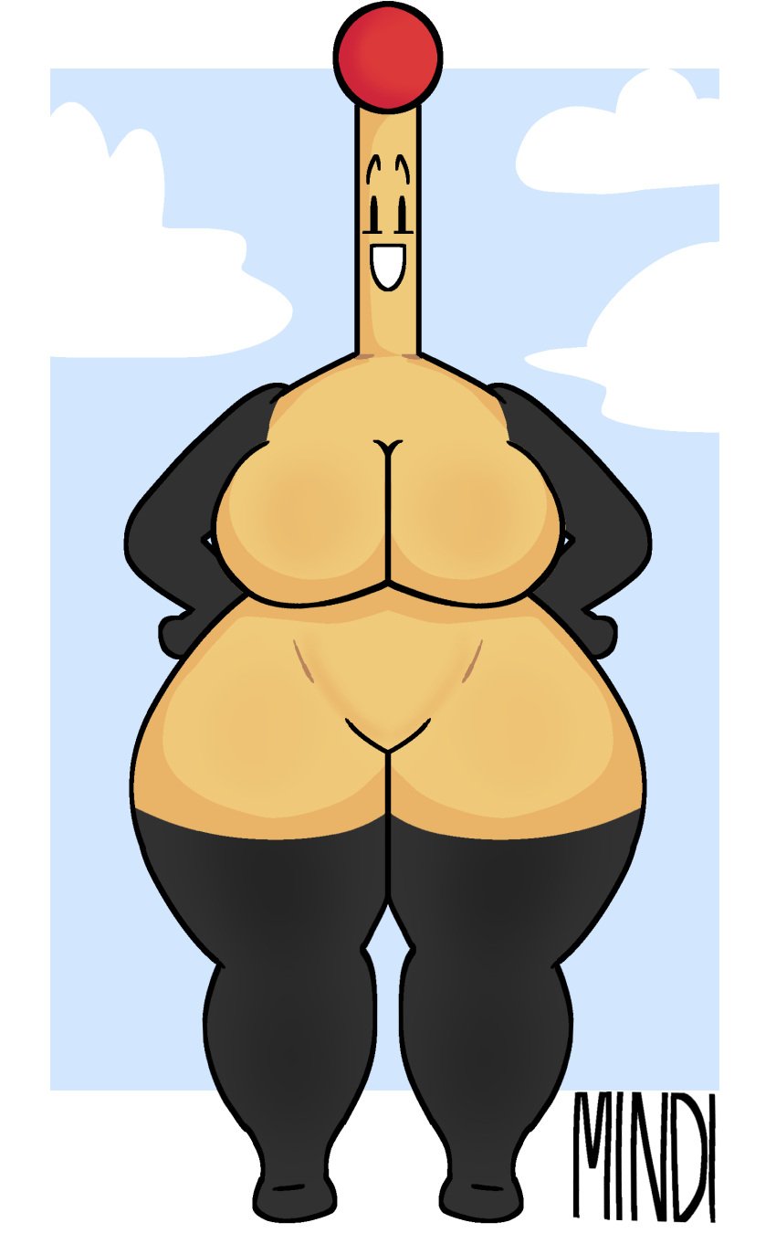 1girls :d battle_for_dream_island bfdi female female_only happy_female match_(bfdi) mindi_134 no_nipples no_visible_genitalia object_show object_shows thick_ass thick_thighs