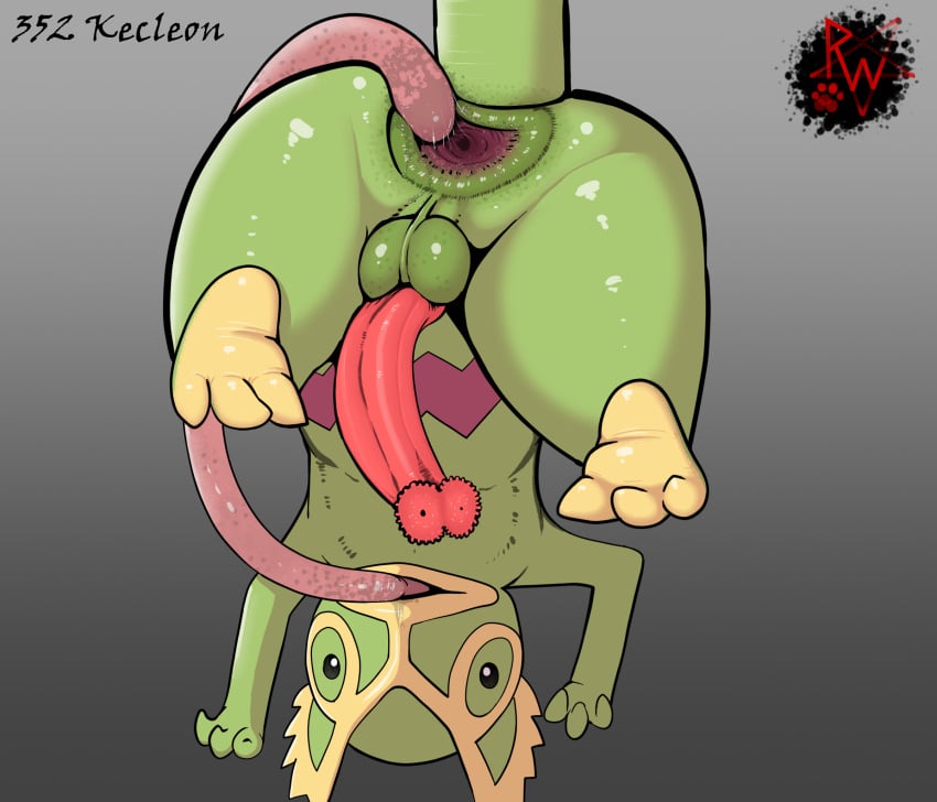 anal animal_genitalia anus ass auto_anus_lick balls biped bipedal_feral chameleon darkened_genitalia digital_media_(artwork) erection feet feral gaping gaping_anus generation_3_pokemon genitals hanging_by_tail hi_res kecleon lizard long_penis looking_at_viewer male nintendo open_mouth oral penis pokemon pokemon_(species) presenting puffy_anus rapistwerewolf reptile rimming scalie sex simple_background soles solo tail toes tongue tongue_out unusual_anatomy unusual_genitalia unusual_penis upside-down