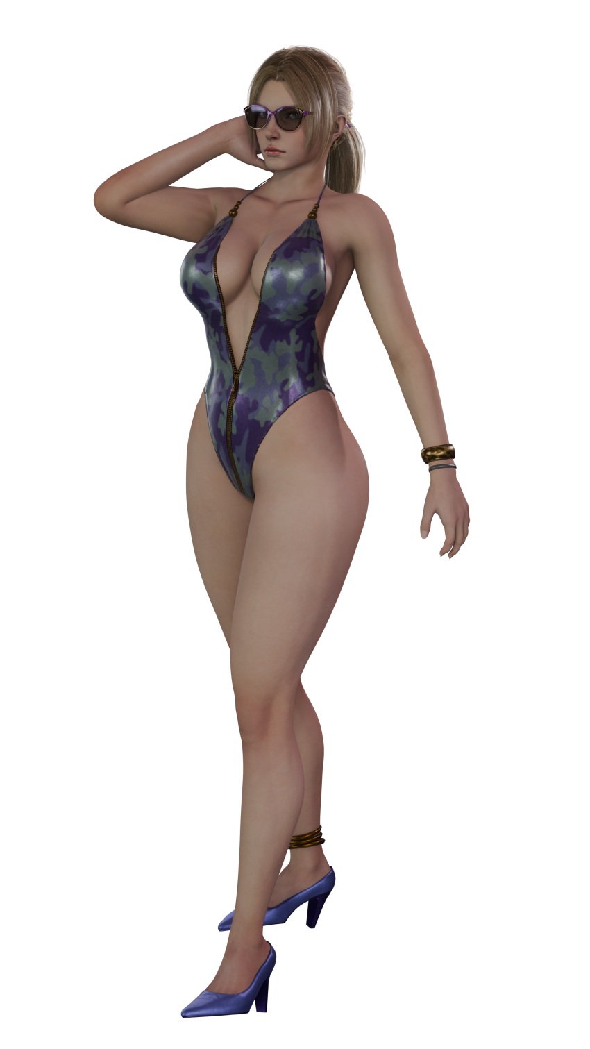 big_ass big_breasts blonde_hair female female_only model mokujin_hornywood nina_williams tekken tekken_8 thick_thighs