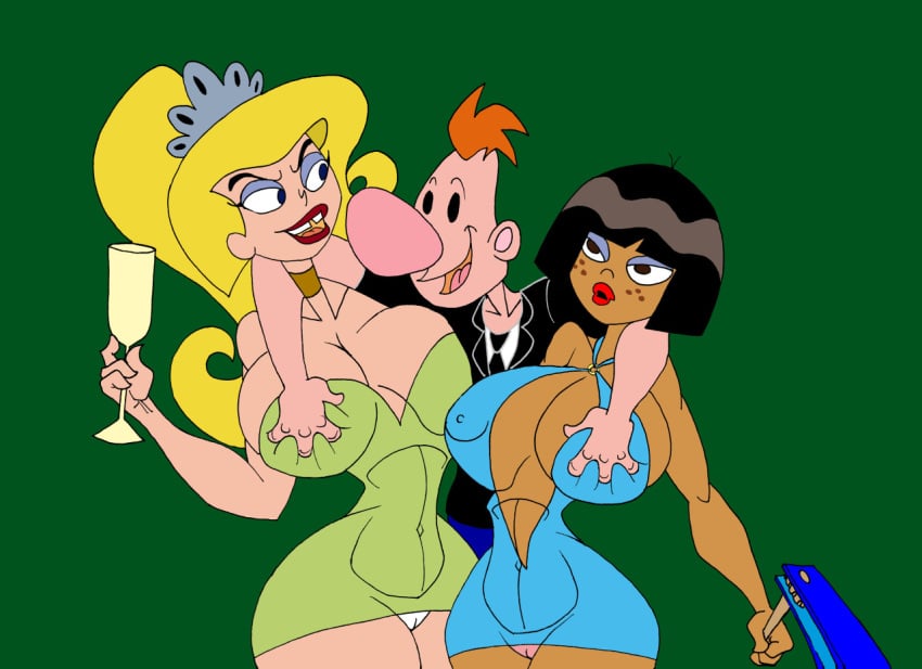 1boy 2girls age_difference aged_up arms_up bare_shoulders big_breasts big_nose billy_(billy_and_mandy) bimbo black_eyes black_hair blonde_hair blue_eyes bob_cut breast_grab breast_grope breast_squeeze breasts brown_eyes busty caglioro3666 cameltoe cartoon_network choker cleavage cleavage_cutout curvy dark-skinned_female dark_skin dress drinking_glass erect_nipple erect_nipples eris_(billy_and_mandy) eyeshadow female freckles front_view full_cleavage ginger goddess grabbing grabbing_from_behind group holding_object hoop_earrings hourglass_figure human lipstick long_hair makeup male mature mature_female minidress missing_teeth multiple_females multiple_girls nipple_bulge older open_mouth orange_hair pandora_(tgaobam) panties pantyshot pantyshot_(standing) pink_panties red_lipstick short_dress short_hair simple_background skimpy straight the_grim_adventures_of_billy_and_mandy tiara tooth_gap tuxedo underwear upskirt voluptuous wasp_waist white_panties wide_hips wine_glass yellow_hair