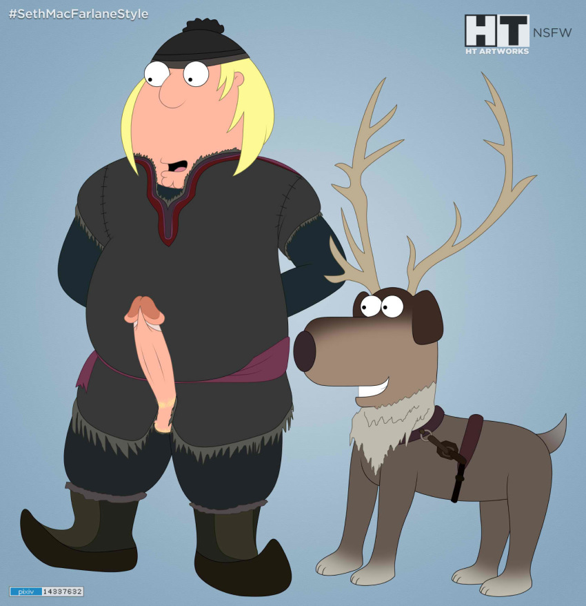 bear brian_griffin chris_griffin chubby cosplay dog family_guy frozen_(film) ht_lgbtq_artworks kristoff_(frozen) male male_only obese penis pubes reindeer sven_(frozen) tagme