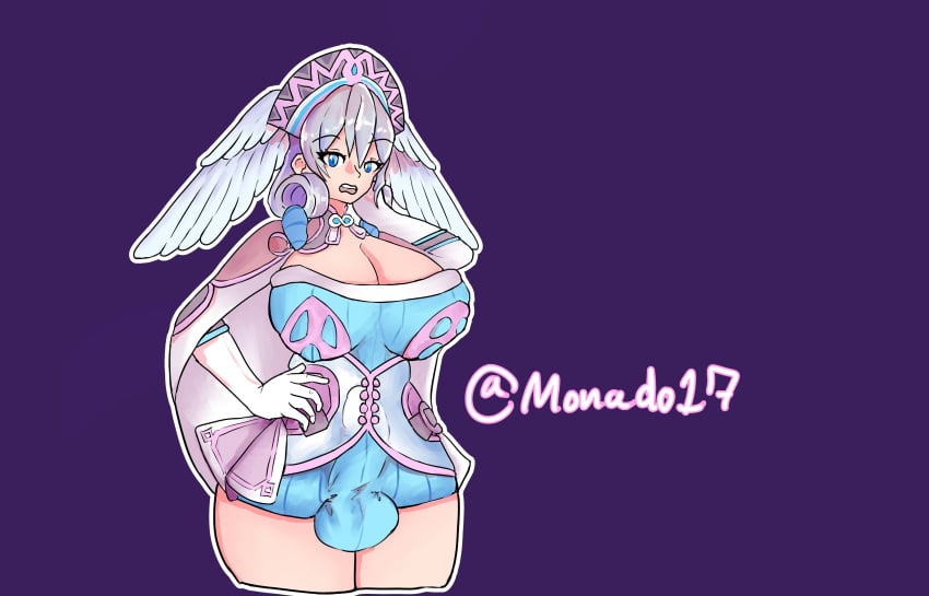 1futa breasts bulge bulge_through_clothing chubby fully_clothed futa_only futanari head_wings intersex large_ass large_breasts large_penis melia_antiqua monado17 nintendo self_upload silver_hair xenoblade_(series) xenoblade_chronicles xenoblade_chronicles_(series)
