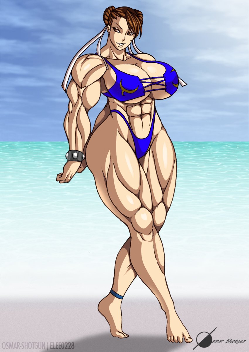 abs bikini breasts capcom chun-li elee0228 extreme_muscles huge_breasts muscle muscular_female osmar-shotgun street_fighter swimsuit