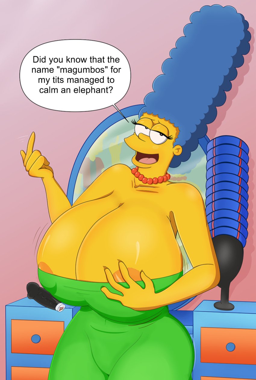 1girls 20th_century_fox 20th_century_studios big_breasts blue_hair fox_corporation gracie_films huge_breasts marge_simpson milf the_simpsons whoa_look_at_those_magumbos