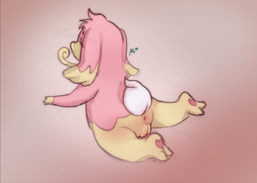 anus ass audino blush female feral generation_5_pokemon genitals hi_res monobutt nintendo no_humans pink_background pokemon pokemon_(species) pussy simple_background solo tail truemew