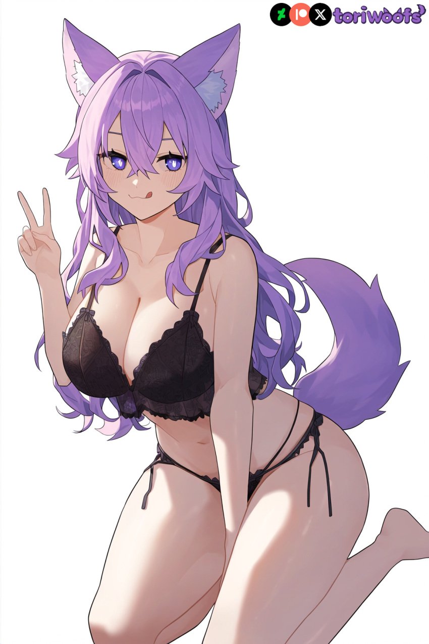 1girls ai_generated big_breasts big_breasts breasts breasts breasts breasts curvy cute dog_ears dog_girl doggirl female female female_focus female_only highres hips huge_boobs huge_breasts kemonomimi light_skin light_skinned_female lingerie long_hair patreon_username petgirl petite purple_ears purple_eyes purple_hair purple_tail thick_thighs thighs tori toriwoofs watermark wavy_hair white_skin white_skinned_female wide_hips wolf_ears