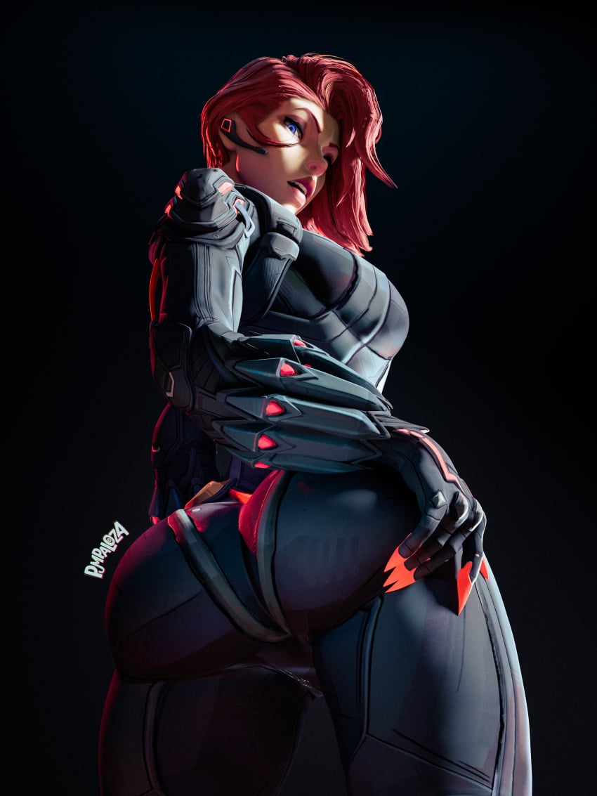 3d 3d_(artwork) ass ass_focus ass_worship back back_view big_ass big_butt black_widow_(marvel) black_widow_(marvel_rivals) blue_eyes bubble_ass bubble_butt butt_focus facesitting facesitting_pov femdom femme_fatale fit_female from_below fully_clothed latex looking_at_viewer looking_back low-angle_view marvel marvel_rivals pumpalooza red_hair skin_tight skin_tight_suit