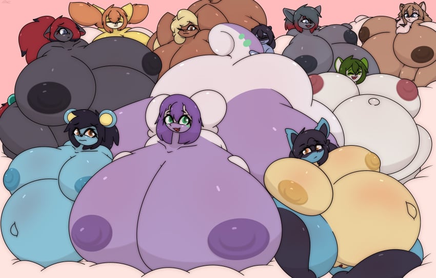 absurd_res age_difference belly big_belly big_breasts braixen breasts female generation_4_pokemon generation_5_pokemon generation_6_pokemon generation_7_pokemon generation_9_pokemon goodra group hi_res huge_breasts hyper hyper_breasts hyper_pregnancy lopunny lucario luxray lycanroc male nintendo nipples pokemon pokemon_(species) pregnant riolu size_difference smaller_male sprigatito tubfy zoroark zorua