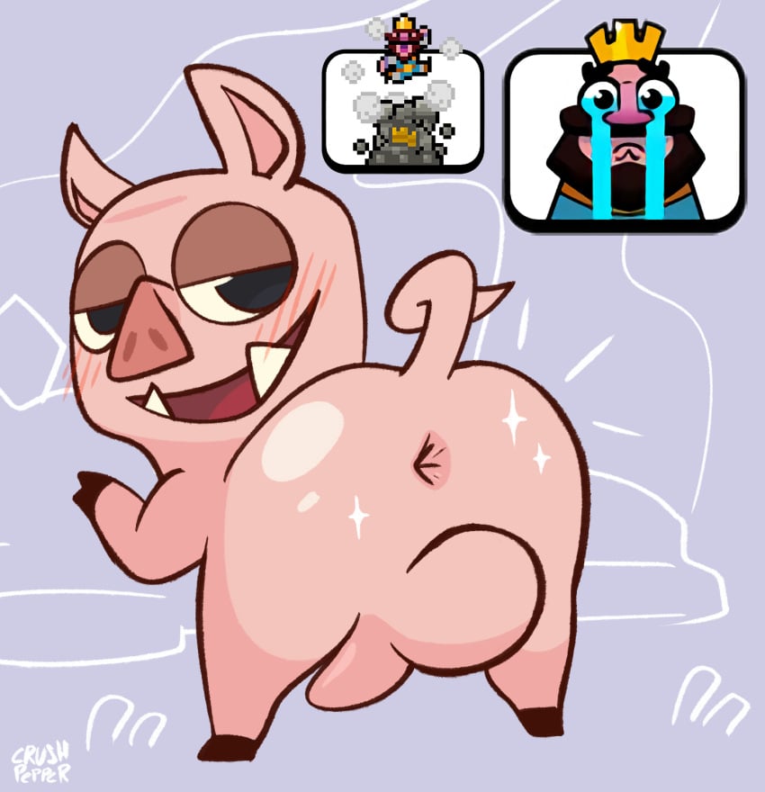 anus balls clash_(series) clash_royale crushpepper domestic_pig genitals hi_res male male_only mammal presenting_anus royal_hog showing_rear suid suina sus_(pig) tagme