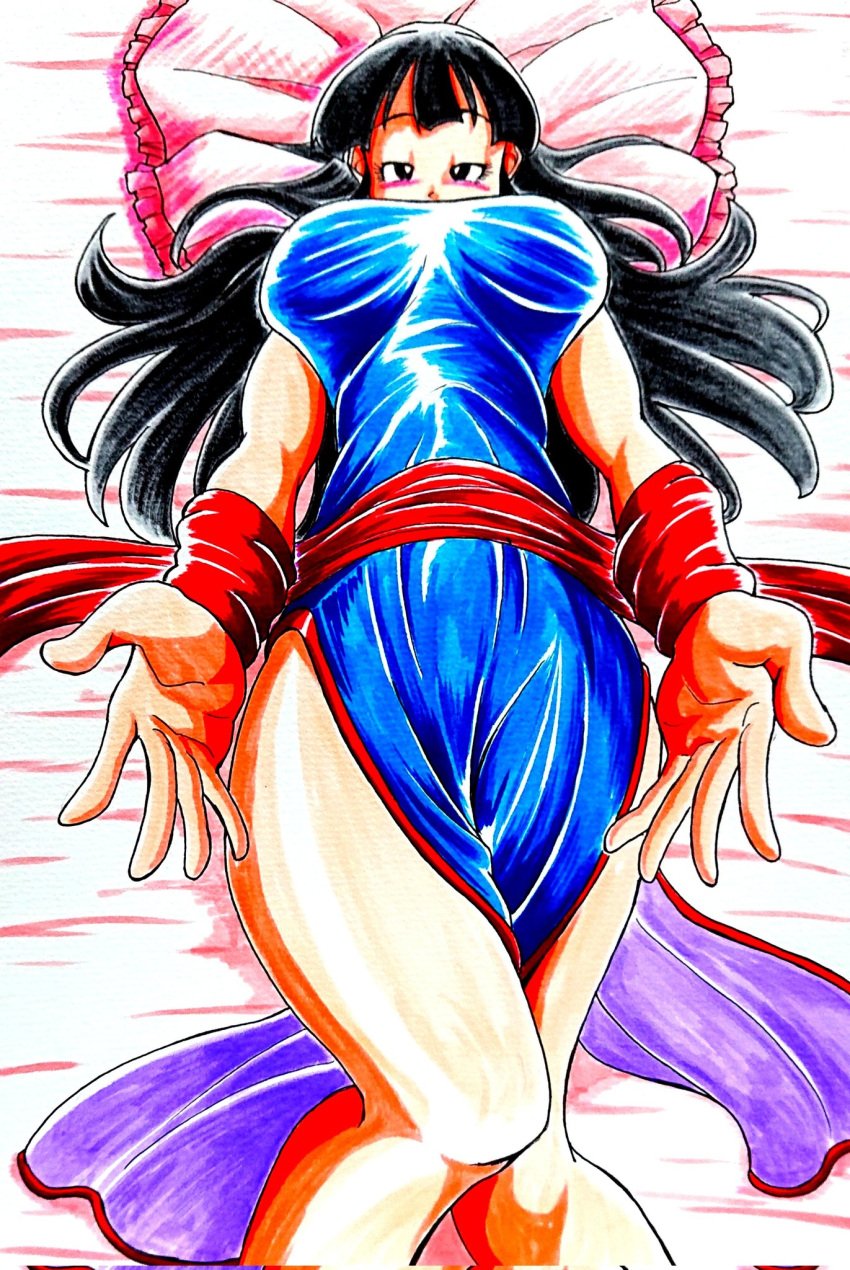 area5169458561 big_breasts chichi chinese_clothes dragon_ball dragon_ball_z female lying_on_bed pillow traditional_media_(artwork)