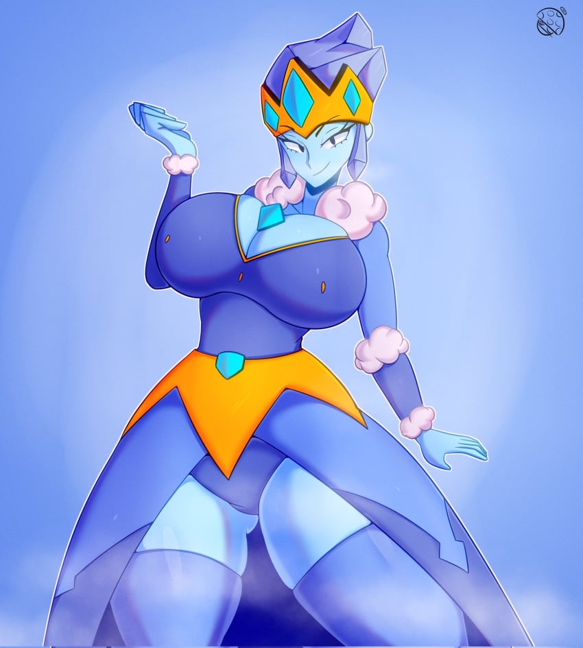 amber_(brawl_stars) big_breasts big_thighs brawl_stars clothed frost_queen_amber_(brawl_stars) looking_at_viewer tr_yithaz