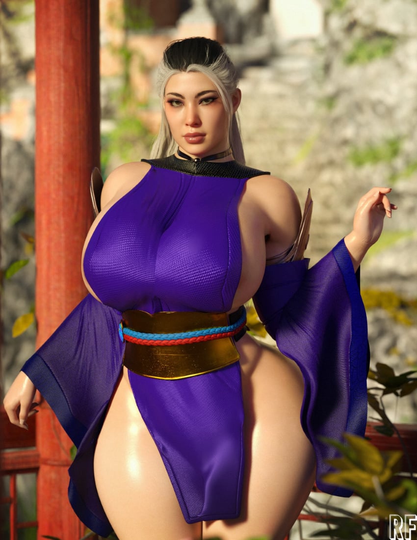 1girls 3d big_breasts child_bearing_hips huge_breasts kemono looking_at_viewer milf mortal_kombat mortal_kombat_1_(2023) rude_frog sindel thick_thighs