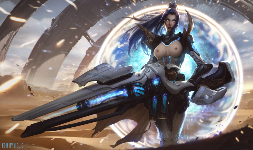 absurd_res absurdres areolae breasts breasts_out caitlyn_kiramman female female_only highres league_of_legends liquidshadow nipples nude_edit pulsefire_caitlyn pulsefire_series solo solo_focus