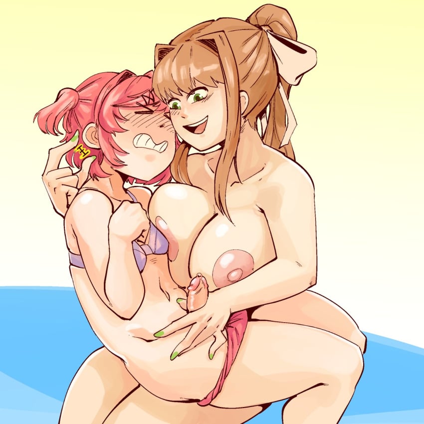 1futa 1girls areolae big_breasts box_chan bra breasts commission doki_doki_literature_club dominant_female duo erection female femdom futa_on_female futanari futasub green_eyes green_nails handjob human light-skinned_female light-skinned_futanari light_skin mismatched_underwear monika_(doki_doki_literature_club) natsuki_(doki_doki_literature_club) nipples nude penis precum precum_on_penis pressing_breasts sitting small_breasts small_penis small_penis_futa small_penis_humiliation submissive_futa underwear