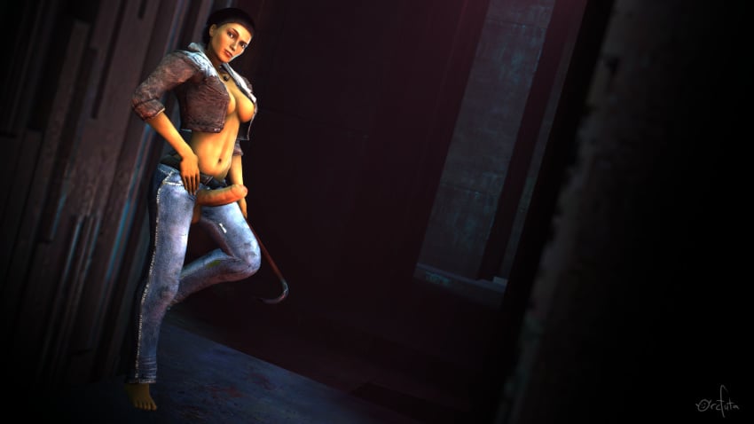 3d alyx_vance balls barefoot belt breasts crowbar dickgirl erection foreskin futa_only futanari half-life half-life_2 headband intersex jacket jeans looking_at_viewer necklace open_jacket orcfuta penis penis_out penis_through_fly source_filmmaker testicles uncut