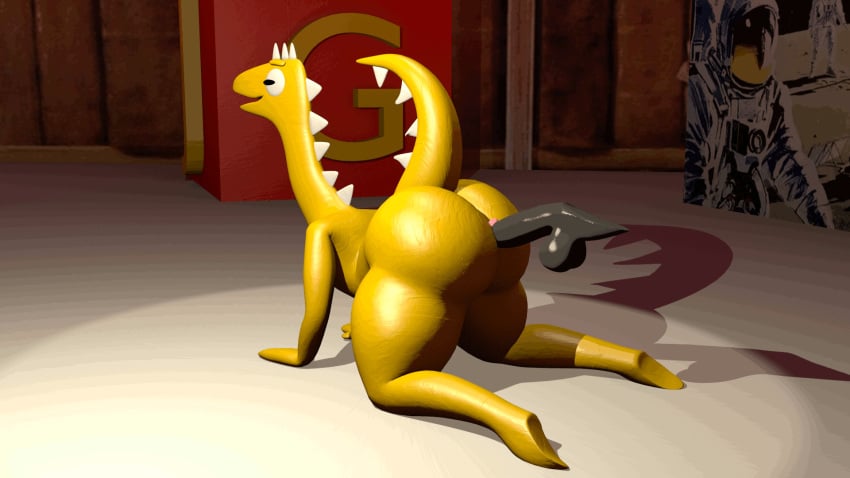 3d_(artwork) 3d_animation 3d_background 3d_model 3d_render anal anal_sex animated big_ass big_ass_(male) big_butt black_penis blender_(software) bubble_butt bubble_butt_(male) dinosaur disembodied_penis dragon faggot gay gumby_(series) long_neck looking_pleasured moaning non-human non-human_only on_hands_and_knees on_knees penis prickle prickle_(gumby) tail toony yellow_body