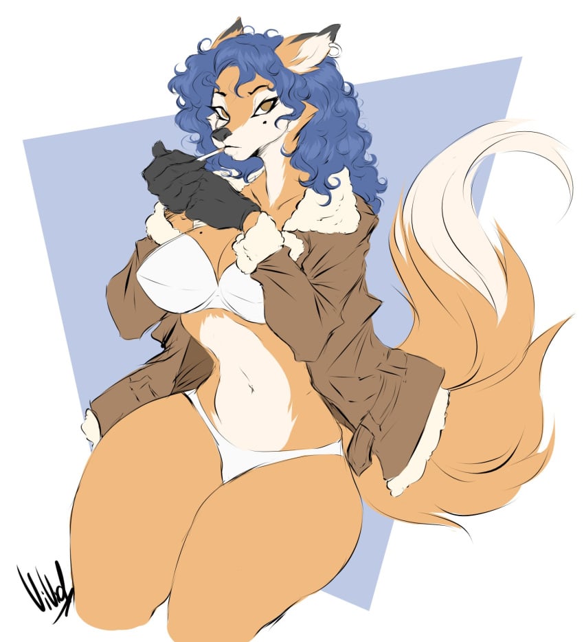 big_breasts breasts carmelita_fox cleavage dullvivid female furry huge_breasts thick_thighs wide_hips