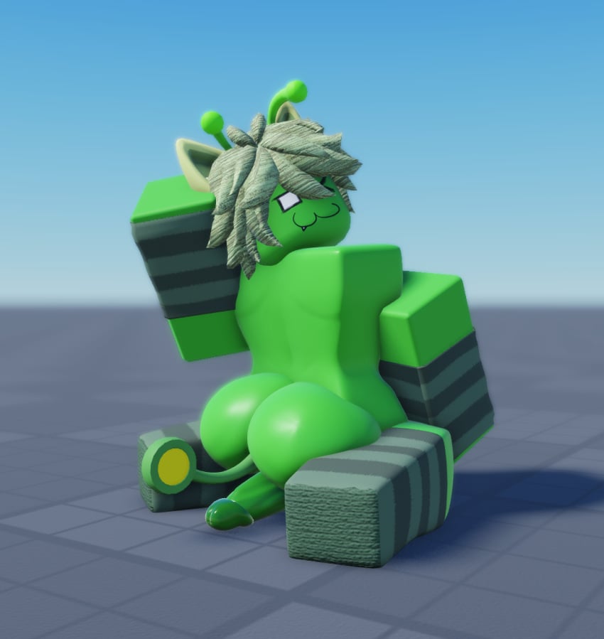 3d alien ass baseplate cock femboy green green_hair green_skin posing roblox robloxian self_upload svenskii tagme thighhighs