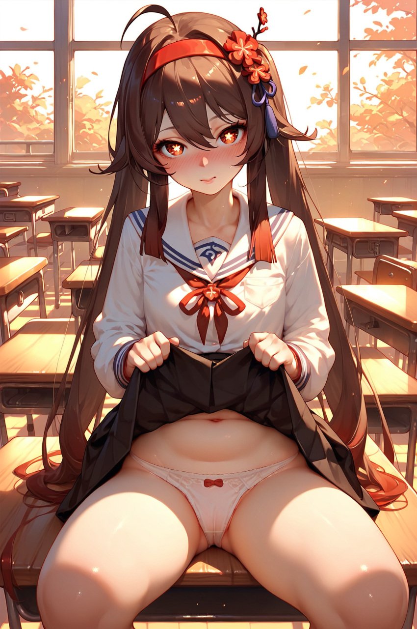 absurd_res ai_generated classroom genshin_impact ministro navel panties panties_showing school_uniform schoolgirl