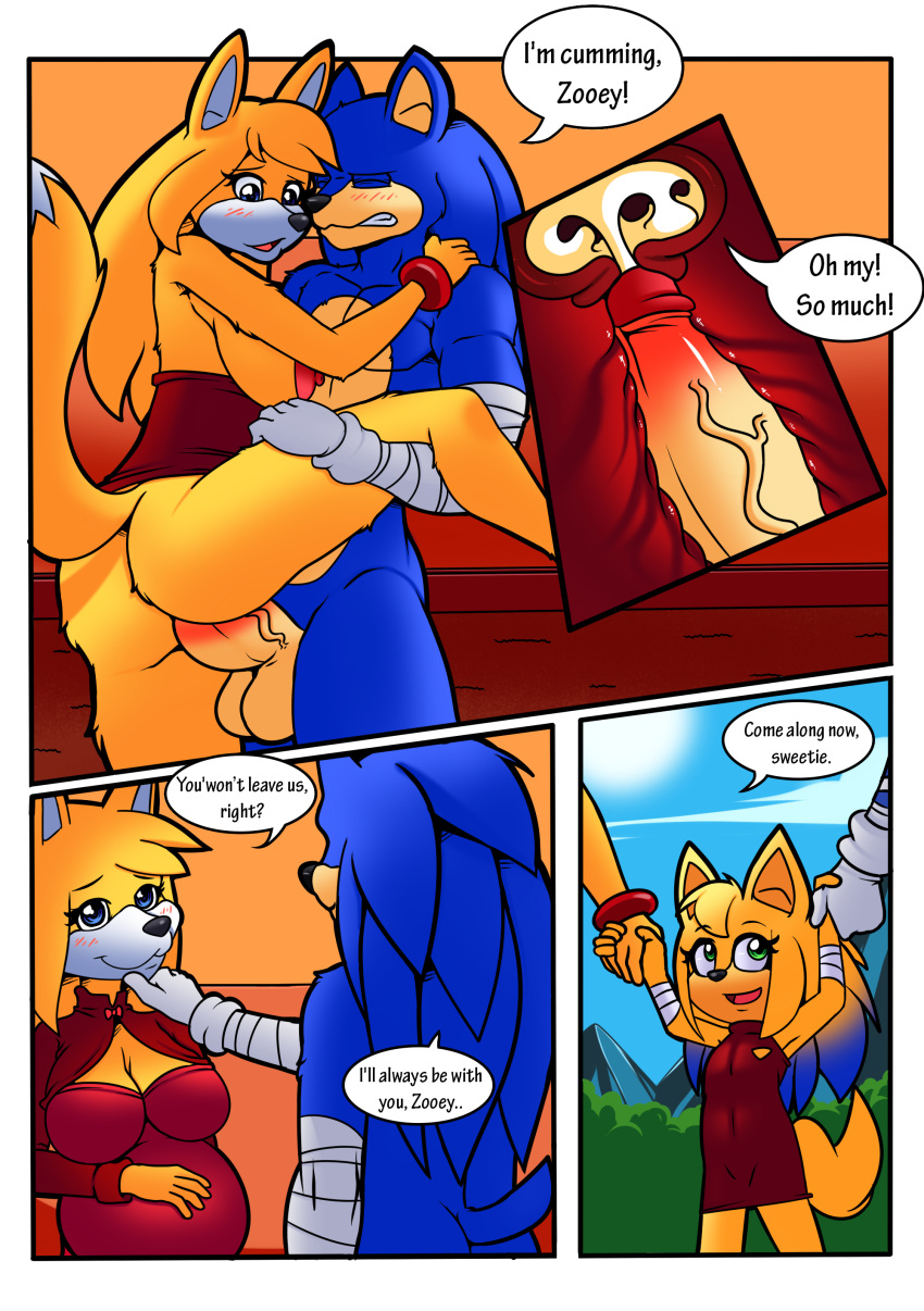 anthro anthro_on_anthro big_breasts big_penis breasts canine cleavage clothing comic cum cum_in_pussy cum_in_uterus cum_inside dress duo english_text father_and_daughter female fox fusion_by_child hedgehog huge_cock impregnation joykill male mammal mother_and_daughter penis pregnant sonic_(series) sonic_boom sonic_the_hedgehog superbunnygt text vaginal_penetration x-ray zooey_the_fox