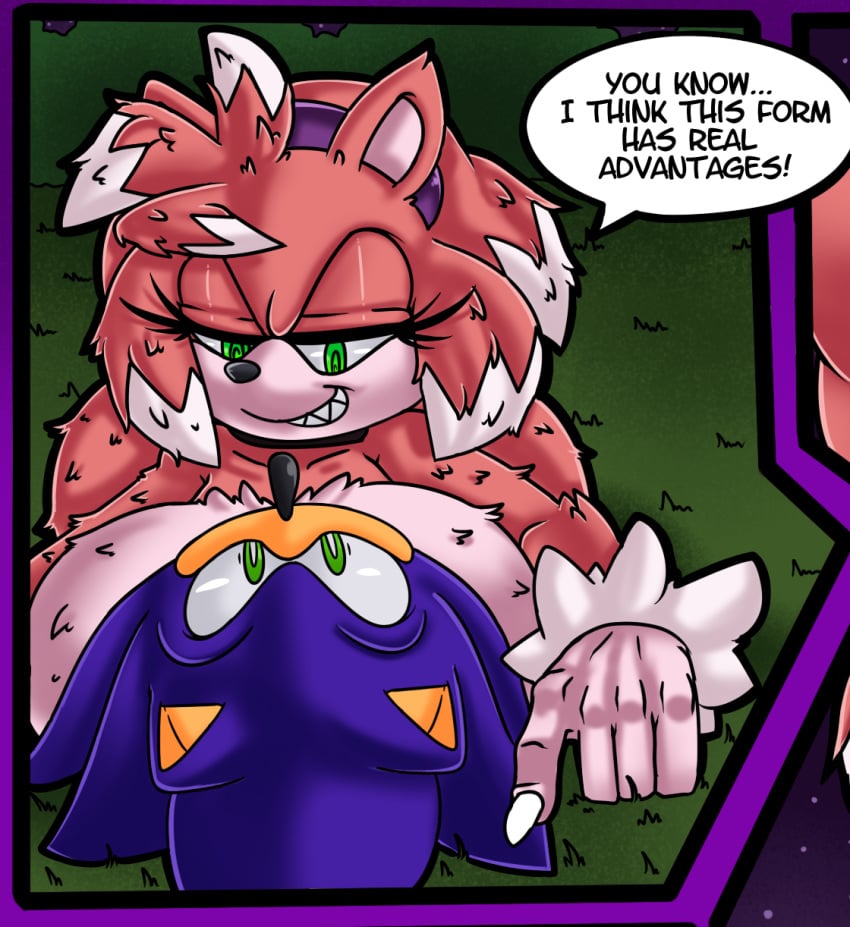 amy_rose amy_rose_the_werehog anthro big_breasts breasts censored cloudz cropped domination duo english_text female hedgehog hi_res huge_breasts male mammal monster_girl_(genre) sonic_(series) sonic_the_hedgehog sonic_unleashed superbunnygt werehog