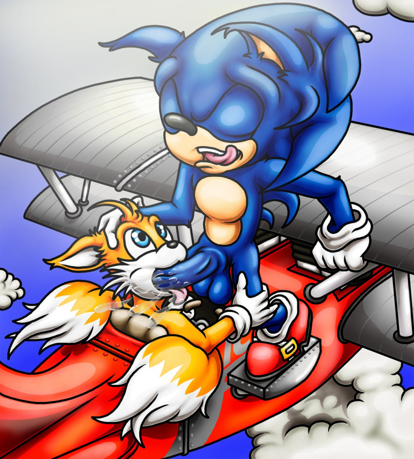 2017 absurd_res anthro balls canine duo erection fellatio fox happyanthro hedgehog hi_res male mammal oral penis sex sonic_(series) sonic_the_hedgehog sonic_the_hedgehog_(series) sonic_the_hedgehog_2 tails yaoi