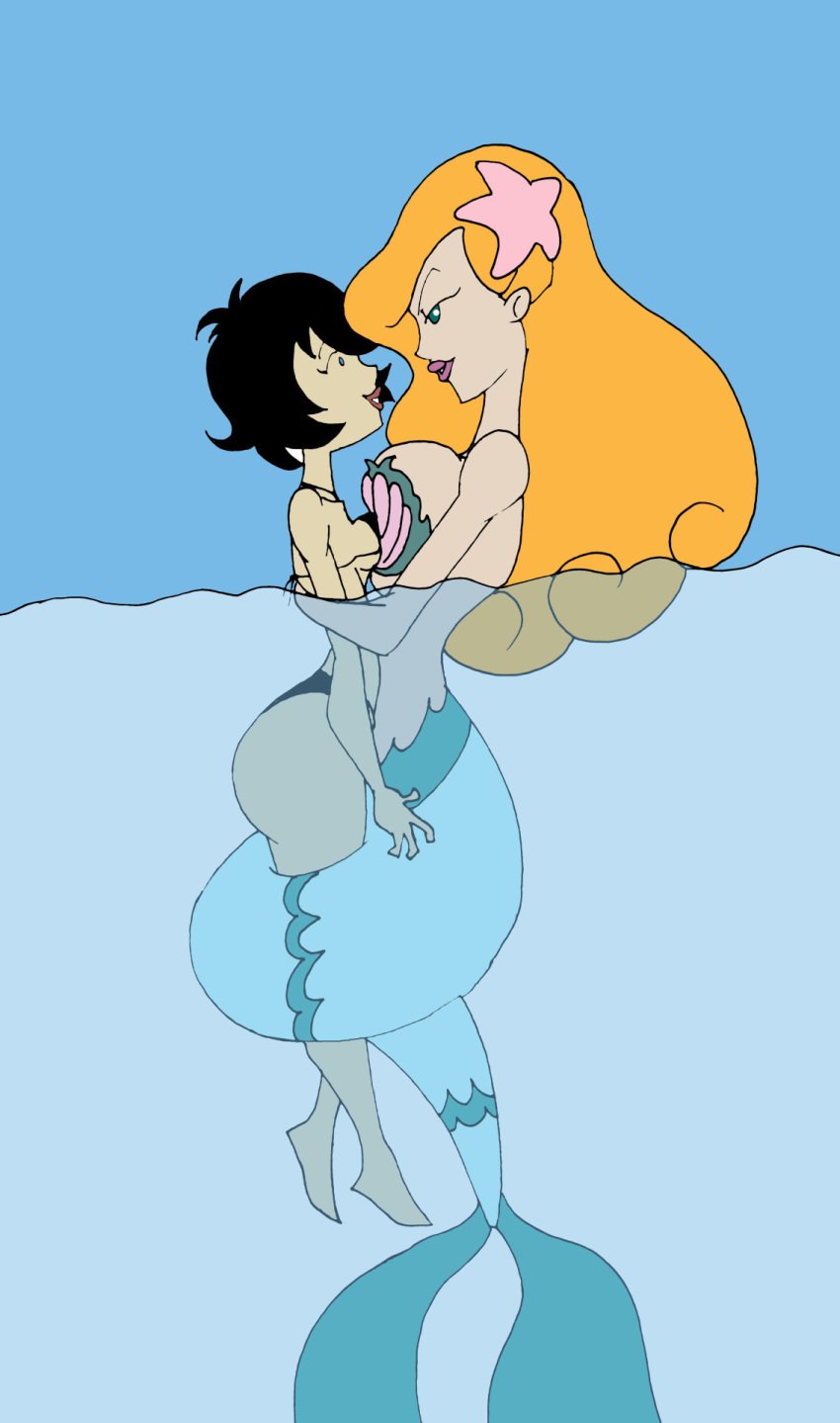 2girls aged_up asian bare_shoulders barefoot big_breasts bikini bikini_bottom bikini_top black_hair blonde_hair blue_eyes breast_press busty caglioro3666 cartoon_network curvy detailed_background duo dyris female female_only fish_girl fish_tail green_eyes hair_ornament height_difference hourglass_figure hugging human kimiko_tohomiko long_hair looking_down looking_up medium_breasts mermaid midriff monster monster_girl multiple_females multiple_girls ocean open_mouth partially_submerged partially_underwater_shot png scales scalie seashell seashell_bra shell_bikini short_hair side_view starfish swimsuit tail tail_fin teenage underwater very_long_hair voluptuous water wide_hips xiaolin_showdown yellow_hair yuri