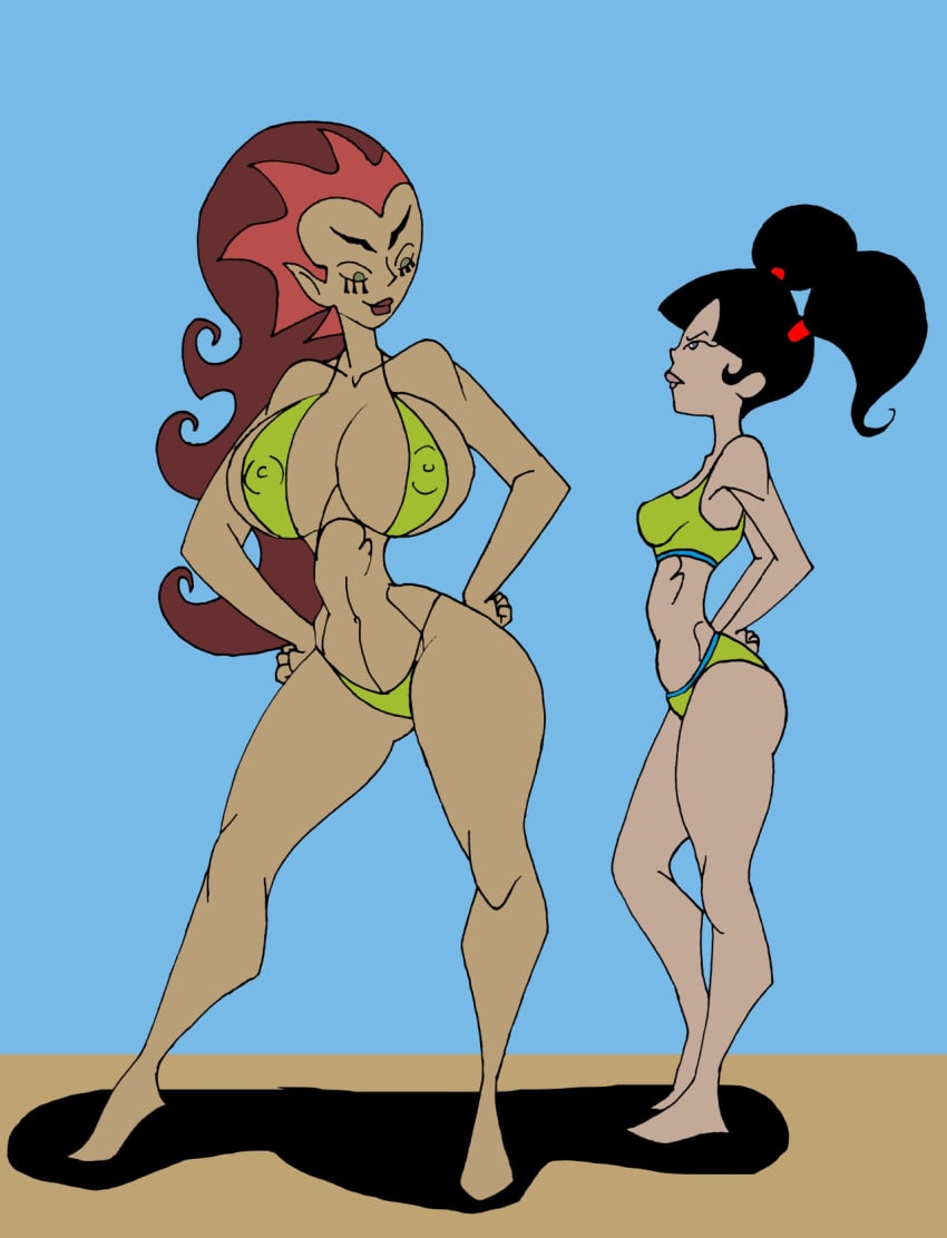 2girls age_difference aged_up arms_behind_back asian bare_shoulders barefoot big_breasts bikini bikini_bottom bikini_top black_hair blue_eyes braid busty caglioro3666 cartoon_network cleavage curvy detailed_background duo erect_nipple erect_nipples female female_only front_view g-string ginger green_eyes hand_behind_back hand_on_hip hands_behind_back hands_on_hip hands_on_hips hourglass_figure human kimiko_tohomiko long_hair medium_breasts micro_bikini midriff multiple_females multiple_girls navel nipple_bulge older pointy_ears pose posing red_hair shadow short_hair side_view skimpy sports_bra spread_legs spreading standing string_bikini swimsuit tattoo teenage tied_hair twintails very_long_hair voluptuous wide_hips witch wuya xiaolin_showdown yuri