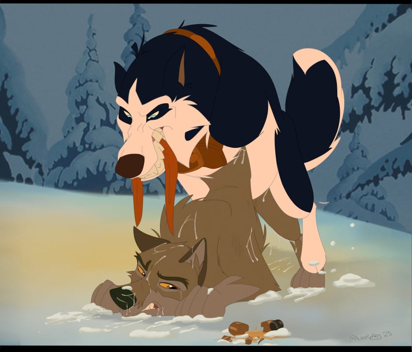 absurd_res alaskan_malamute anal anal_sex ass_up aurapuparts bad_end balto balto_(series) black_body black_fur blue_eyes bodily_fluids broken_glass brown_body brown_eyes brown_fur canid canine canis clenched_teeth collar cum cum_drip cum_in_mouth cum_inside cum_on_body cum_on_face cum_on_ground digital_media_(artwork) domestic_dog dripping duo feral forced from_behind_position fur genital_fluids glass hair hi_res husky hybrid lying male male/male male_penetrated male_penetrating male_penetrating_male mammal mounting nordic_sled_dog on_front outside penetration penile questionable_consent rape sex snow spitz steele_(balto) style_emulation tail tears teeth universal_studios white_body white_fur winter wolf wolfdog wounded yellow_sclera