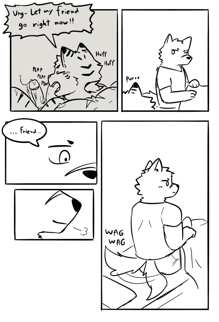 anal anal_sex anthro bodily_fluids canid canine canis clothed clothing comic dialogue domestic_cat duo erection felid feline felis flashback forced genital_fluids genitals hair hi_res male male/male mammal nipples northwoooof nude penetration penis plap precum purring rape sex shirt tail tail_motion tailwag tears tied_hair toby_(northwoooof) topwear wolf wolf_knight_(northwoooof)