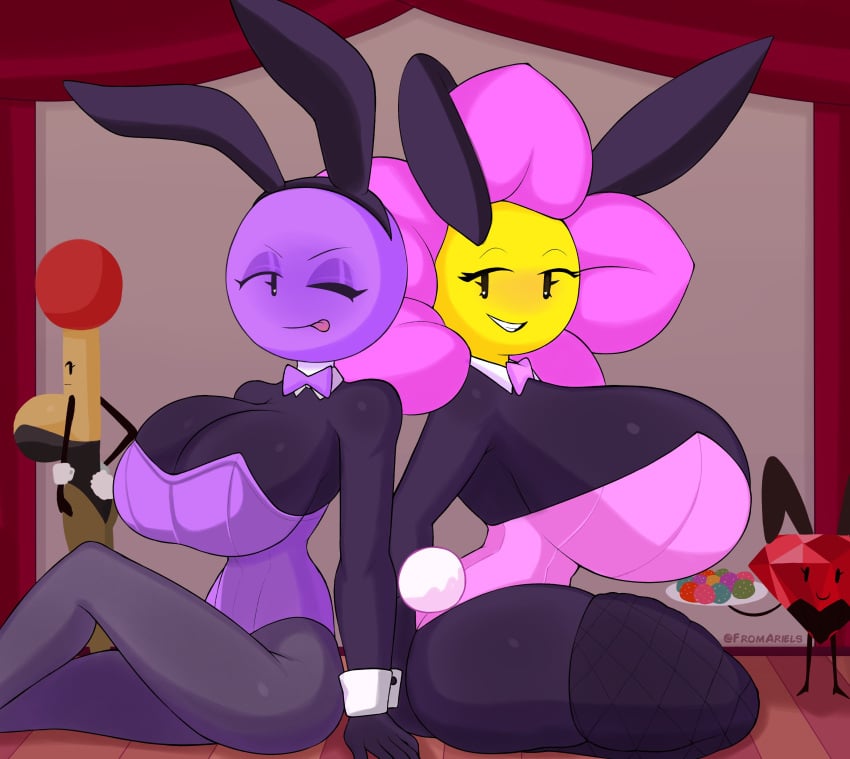 2girls battle_for_bfb battle_for_bfdi battle_for_dream_island battle_for_dream_island_again bfb bfdi bfdia bunny_ears bunnysuit candy fake_collab female female_only flora_fauna flower flower_(bfdi) flowerpop food food_creature fromariels humanized jacknjellify lollipop_(bfdi) match_(bfdi) mob_face object_show object_show_community object_shows osc petals playboy playboy_bunny playboy_bunny_costume playboy_bunny_leotard playboy_outfit playboy_suit ruby_(bfdi) sexy sexy_clothing