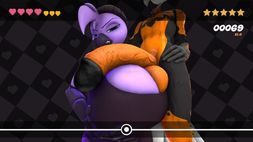 16:9 3d_(artwork) 4k absurd_res angry anthro avian balls balls_on_breasts beanie beat_banger big_balls big_breasts big_penis bird breast_grab breasts cedric_nightshade_(furchev) cleavage clothed clothed_female clothing corvid corvus_(genus) crow digital_media_(artwork) dominant dominant_male duo female flaccid furchev gameplay_mechanics genitals halloween hand_on_breast hand_on_cheek hat headgear headwear hi_res holidays hud huge_balls huge_breasts huge_cock looking_at_genitalia looking_at_penis male male/female nude nude_male oscine passerine penis penis_on_breast resting_penis_on_breasts source_filmmaker_(artwork) submissive submissive_female tongue tongue_out widescreen zoe_monroe