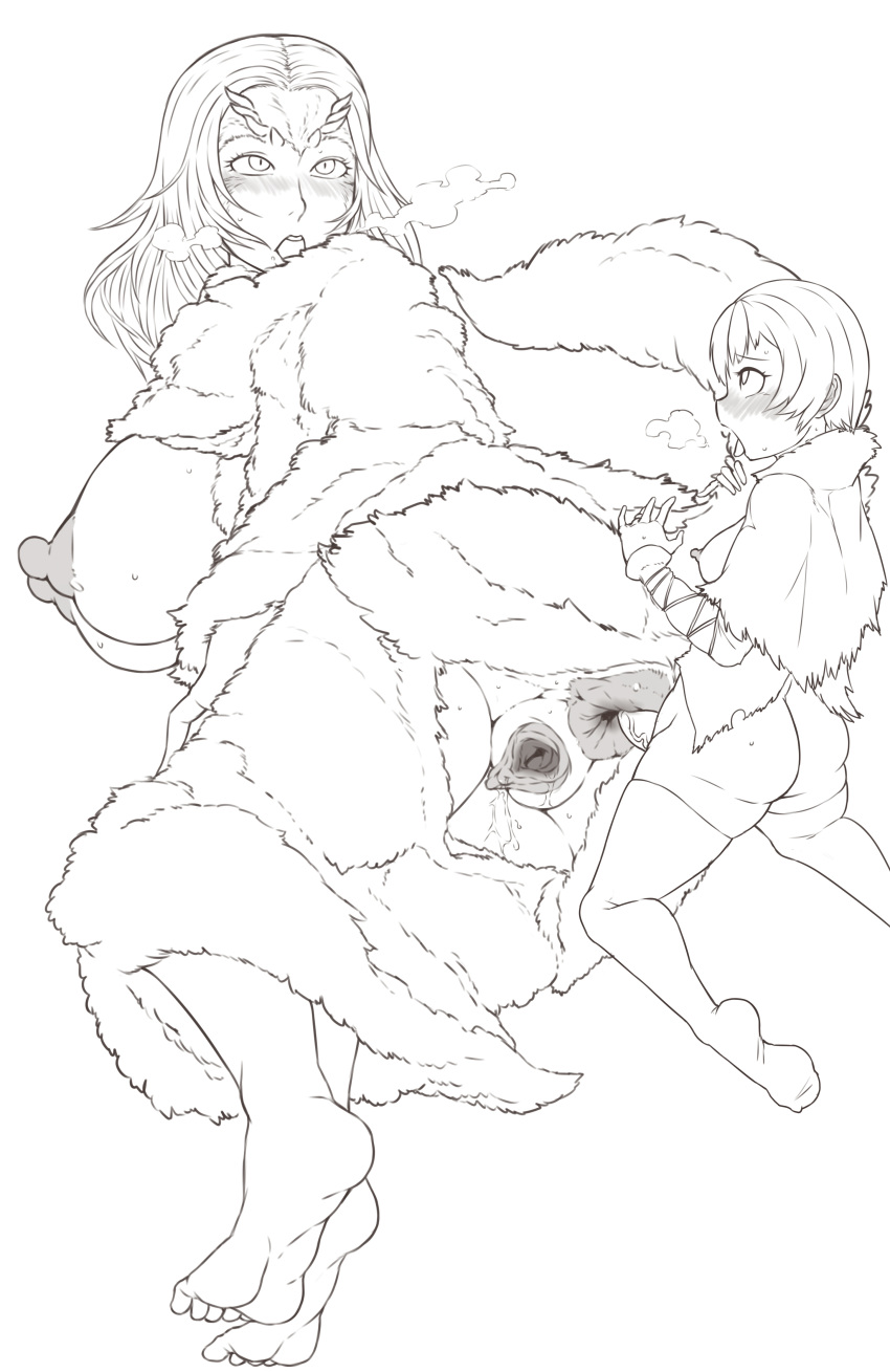 1girls 2girls ahe_gao anal anus ass big_anus breasts clitoris crossbreed_priscilla dark_souls ebonydigestion feet female futa_on_female futanari heavy_breathing huge_breasts intersex interspecies large_ass monochrome nipple nipples puffy_anus pussy pussy_juice sex size_difference spread_pussy thick_thighs veins veiny_penis wet wide_hips