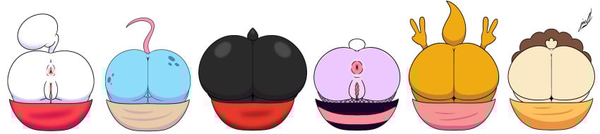 2024 absurd_res anthro anus ass batt_the_bat beth_bunny_(ota) big_butt blue_body blue_fur bowl butt_size_difference canid canine canis container didi_kay digital_drawing_(artwork) digital_media_(artwork) domestic_dog female fur genitals gesture glistening glistening_butt grey_body group hand_gesture hi_res huge_butt joelbrunox5 kangaroo lagomorph leporid long_image macropod mammal marsupial mia_mouse mouse murid murine poodle purple_body purple_fur pussy rabbit rodent signature simple_background tan_body tan_fur thick_thighs v_sign webby_(undurscore) white_background white_body white_fur wide_hips wide_image yellow_body yellow_fur