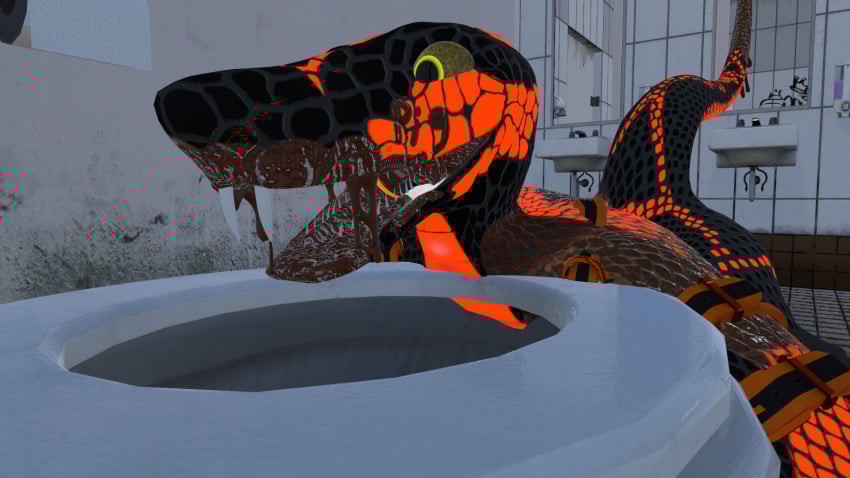 anthro eating_feces feces feces_in_mouth feces_on_face forked_tongue hi_res male male/male reptile scalie scatplay snake solo tongue vr_(disambiguation) vrchat_model