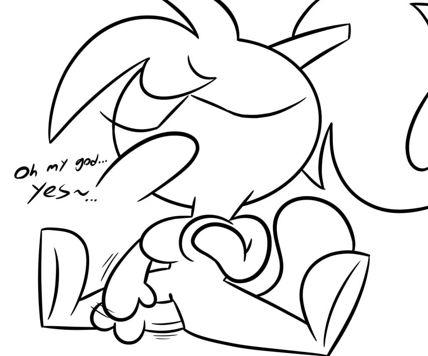 2025 anthro black_and_white breasts closed_eyes dialogue digital_media_(artwork) dildo english_text featureless_breasts female genitals hair hi_res holding_breast jdone mammal minc_(rude_rabit) mink monochrome mustelid musteline nude open_mouth penetration ponytail pussy rude_rabit sex_toy sex_toy_insertion simple_background solo tail text true_musteline white_background white_body