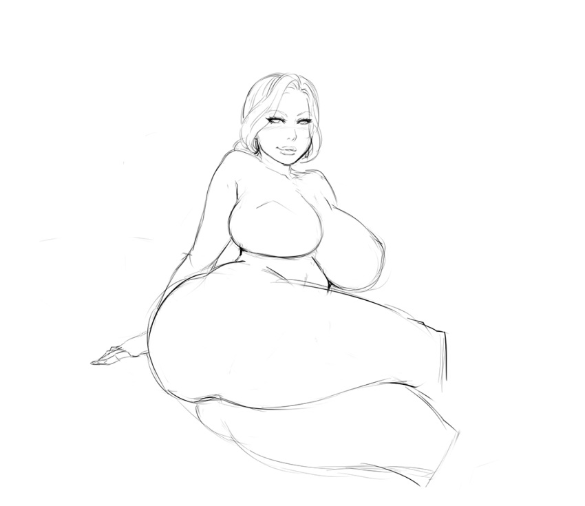 animated barefoot blush breasts drawn female female_only grin huge_ass huge_breasts human leg_lift legoman linda_roberts looking_at_viewer milf monochrome naughty_face nude presenting seductive seductive_smile sketch smile solo spread_legs thick_thighs white_background wide_hips yoga_milf