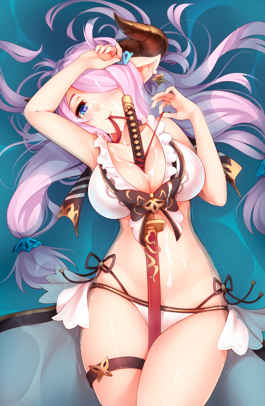 1girls big_breasts breasts cleavage cum cum_on_breasts female female_only granblue_fantasy kerasu large_breasts looking_at_viewer narmaya_(granblue_fantasy) panties ricegnat solo